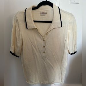 Faherty Game Set Short Sleeve sweater in Vintage Cream